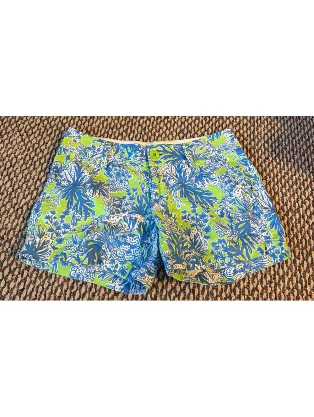 Lilly Pulitzer Women's Blue Green Floral Print Shorts Size 0